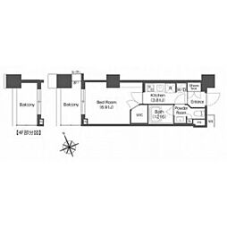 JR中央線 西荻窪駅 徒歩2分の賃貸マンション 8階1Kの間取り