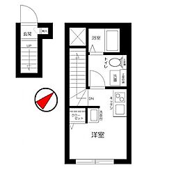 JR中央線 吉祥寺駅 徒歩13分の賃貸マンション 2階ワンルームの間取り