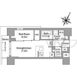 東京メトロ丸ノ内線 新中野駅 徒歩3分の賃貸マンション 6階1DKの間取り