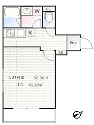 東京メトロ丸ノ内線 荻窪駅 徒歩16分の賃貸マンション 5階1Kの間取り