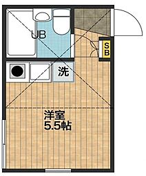 JR中央線 阿佐ケ谷駅 徒歩3分の賃貸アパート 2階ワンルームの間取り