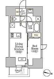 都営大江戸線 西新宿五丁目駅 徒歩5分の賃貸マンション 2階1LDKの間取り