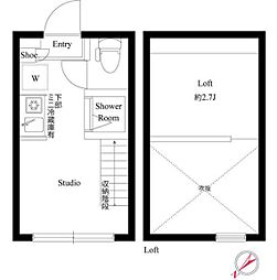 東京メトロ丸ノ内線 南阿佐ケ谷駅 徒歩7分の賃貸アパート 1階ワンルームの間取り
