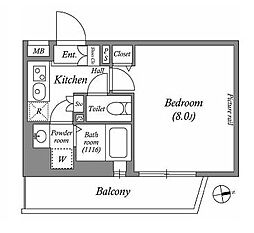 京王線 上北沢駅 徒歩5分の賃貸マンション 1階1Kの間取り
