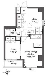 東京メトロ丸ノ内線 荻窪駅 徒歩16分の賃貸マンション 5階2LDKの間取り