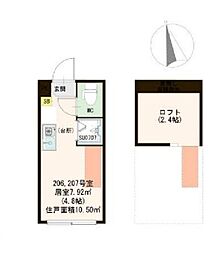 JR総武線 高円寺駅 徒歩7分の賃貸アパート 2階ワンルームの間取り