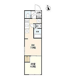 東京メトロ丸ノ内線 中野坂上駅 徒歩9分の賃貸マンション 2階1DKの間取り