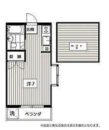 JR中央線 西荻窪駅 徒歩5分の賃貸アパート 2階ワンルームの間取り