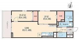 西武新宿線 上井草駅 徒歩4分の賃貸マンション 2階2LDKの間取り