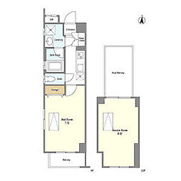 東京メトロ丸ノ内線 中野富士見町駅 徒歩10分の賃貸マンション 9階1SKの間取り