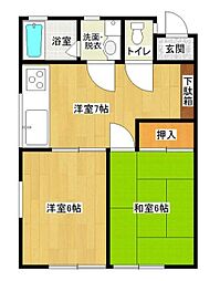 JR総武線 西荻窪駅 徒歩15分の賃貸アパート 1階2DKの間取り