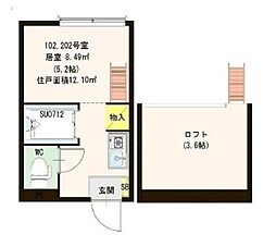 東京メトロ丸ノ内線 南阿佐ケ谷駅 徒歩3分の賃貸アパート 2階ワンルームの間取り