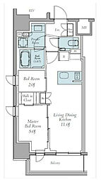 クレストコート東中野 2LDKの間取図画像