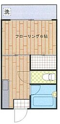 東京メトロ丸ノ内線 中野新橋駅 徒歩2分の賃貸マンション 2階1Kの間取り