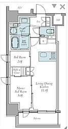クレストコート東中野 2LDKの間取図画像