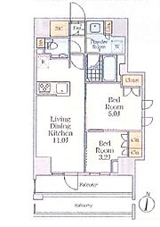 クレストコート中野富士見町 2LDKの間取図画像