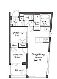 OPENBLOOM渋谷本町 2LDKの間取図画像