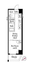 ハーモニーレジデンス新宿 1DKの間取図画像