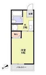 シティハイムオーク 1Kの間取図画像