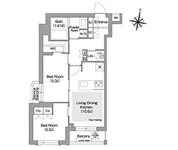 東京メトロ東西線 落合駅 徒歩8分の賃貸マンション 1階2DKの間取り