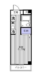 東京メトロ丸ノ内線 新中野駅 徒歩3分の賃貸マンション 2階1Kの間取り
