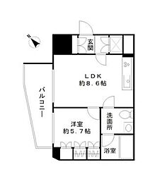 フィールM西新宿 1LDKの間取図画像