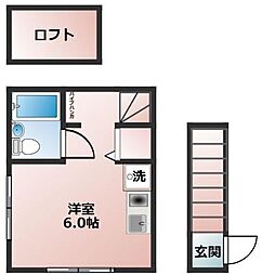 東京メトロ丸ノ内線 東高円寺駅 徒歩6分の賃貸アパート 2階ワンルームの間取り