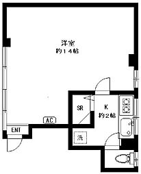 東京メトロ丸ノ内線 新高円寺駅 徒歩2分の賃貸マンション 3階1Kの間取り