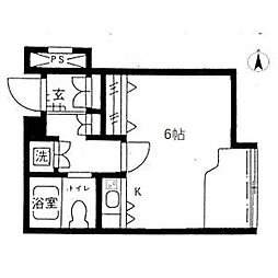 原宿東急アパートメント ワンルームの間取図画像