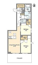 エルズレジデンス東中野 2LDKの間取図画像