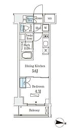 JR中央線 中野駅 徒歩10分の賃貸マンション 7階1DKの間取り