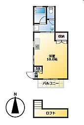 JR中央線 阿佐ケ谷駅 徒歩12分の賃貸アパート 2階ワンルームの間取り