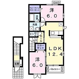 キスメット・メゾンA 2LDKの間取図画像