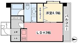 ヴェルデ・ビュー大手町 1LDKの間取図画像