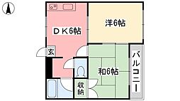 カーサ野田 2DKの間取図画像