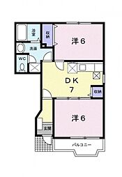 ポプラーレ・YA 2DKの間取図画像