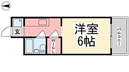 ミカハウス 1Kの間取図画像
