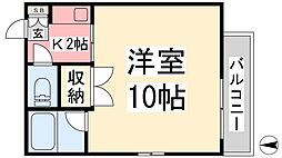 サンレックス木屋町 2階1Kの間取り