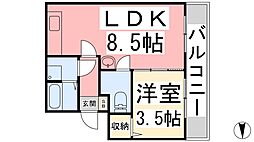 アイルーロス 4階1LDKの間取り