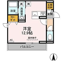 アルソレイユ空港通 ワンルームの間取図画像