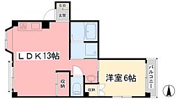 ステーションハイツ 2階1LDKの間取り