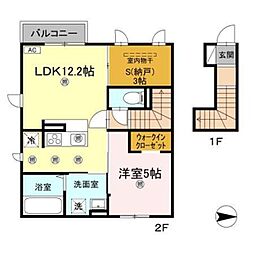 メゾン　リノ 2階1LDKの間取り