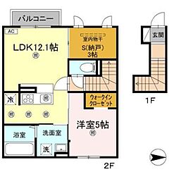 メゾン　リノ 2階1LDKの間取り