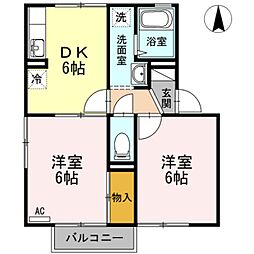 フレンドリーハイツ・HINO2 2DKの間取図画像