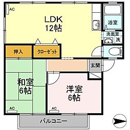 サンビレッジ空港通りC棟 2LDKの間取図画像