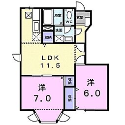 ピュアハイムB 2LDKの間取図画像
