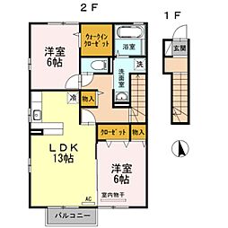ルーチェデルソーレ 2LDKの間取図画像