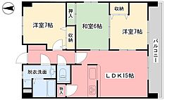 パークヒルズ道後 3LDKの間取図画像