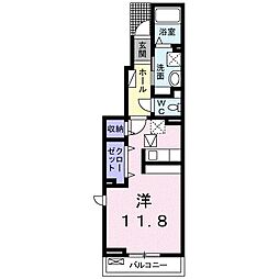 ハピネス縁2 ワンルームの間取図画像