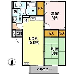 セジュール力石A 2LDKの間取図画像